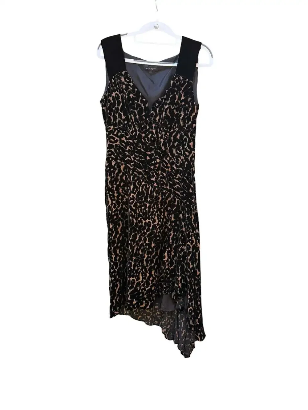 Nanette Lepore Burnt-Out Velvet Leopard Print Asymmetric Midi Dress